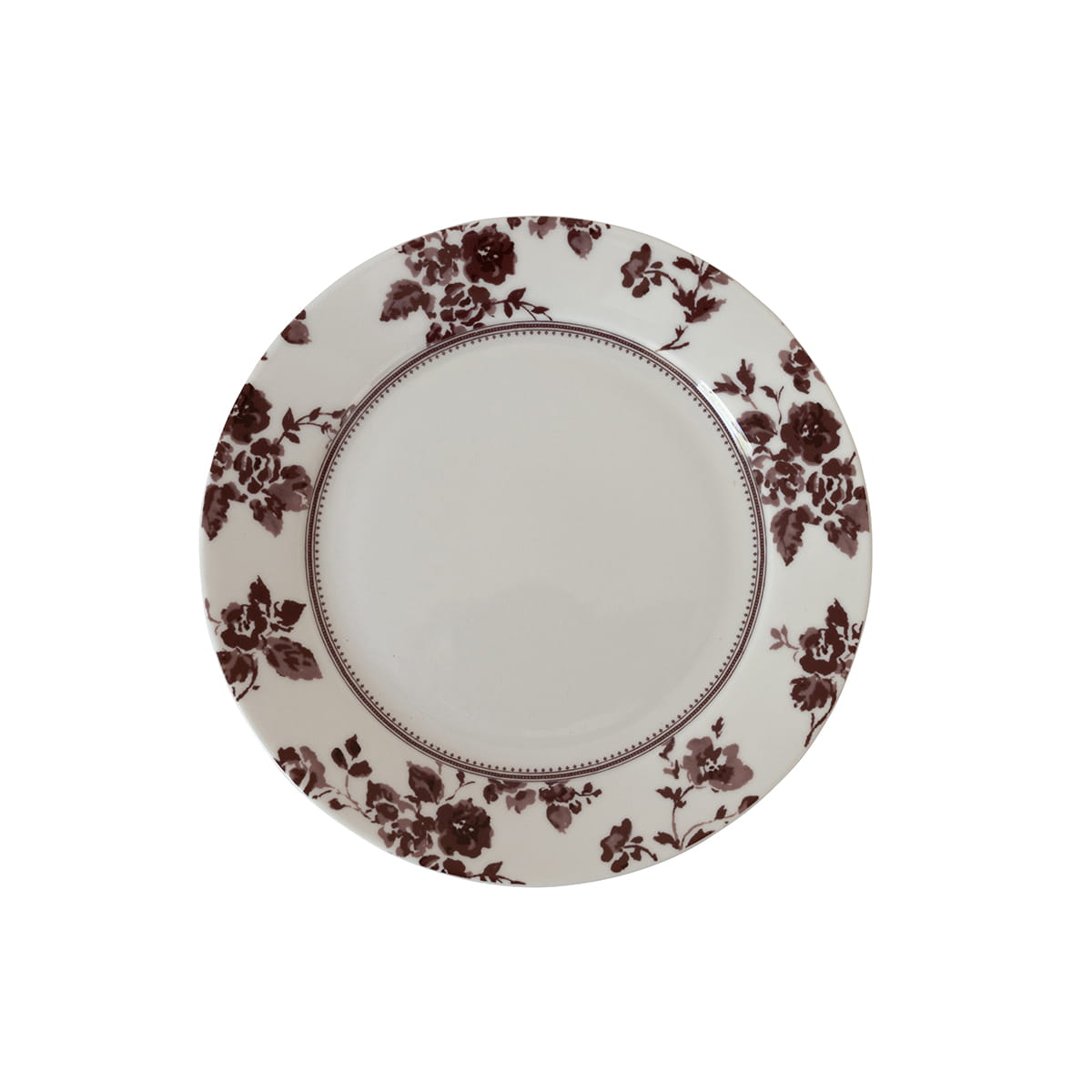 product image - Тарілка порцелянова Laura Ashley DAMSON ROSE COLLECTABLES, діаметр 20 см, білий з бордовими трояндами