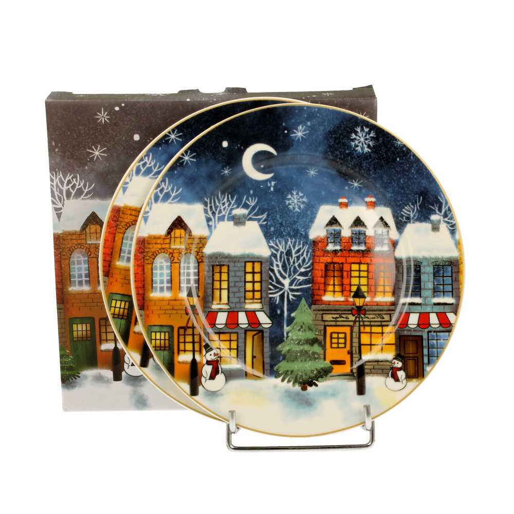 product image - Набір тарілок порцелянових DUO CHRISTMAS CITY, діаметр 19 см, різнокольоровий, 2 шт