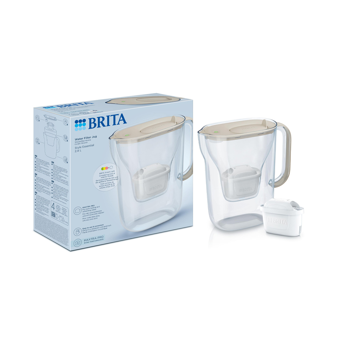 product image - Фільтр-глечик Brita Style Essential Cool MXpro, об'єм 2,4 л, пісочний