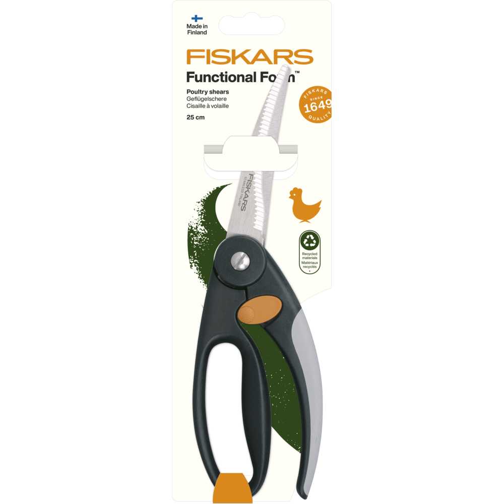 Ножиці для птиці кухонні Fiskars Functional Form, довжина 25 см, чорний