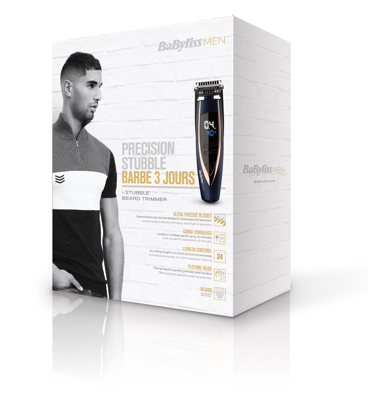 Тример для бороди і вусів з LED-екраном BaByliss, синій