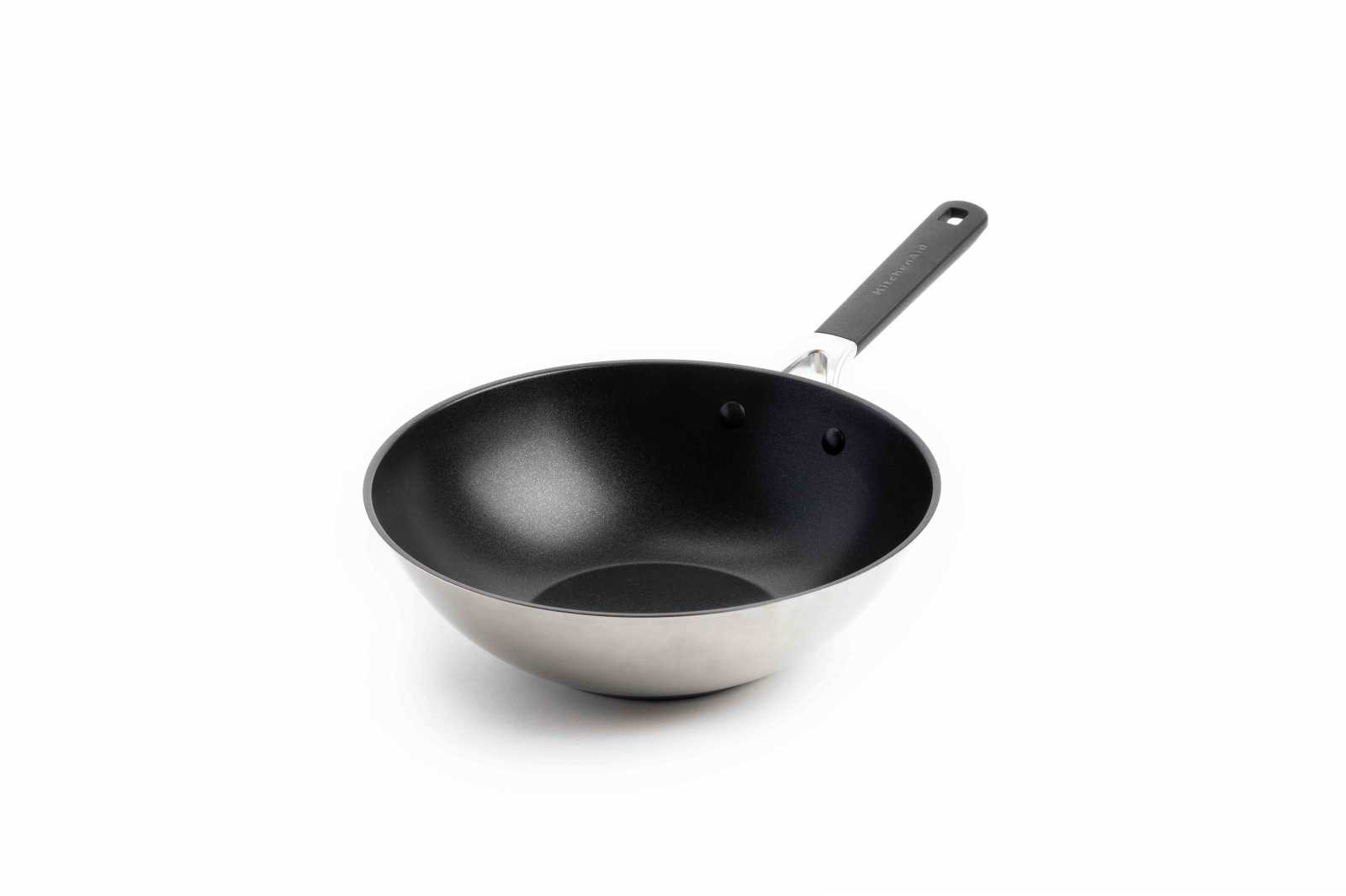 product image - Вок с антипригарным покрытием KitchenAid CSS, диаметр 28 см, серебристый с черным