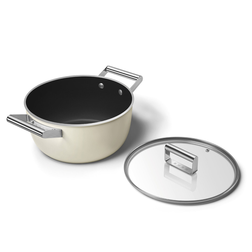 Каструля з кришкою Smeg Smeg 50 Style, об'єм 5,4 л, діаметр 24 см, кремовий