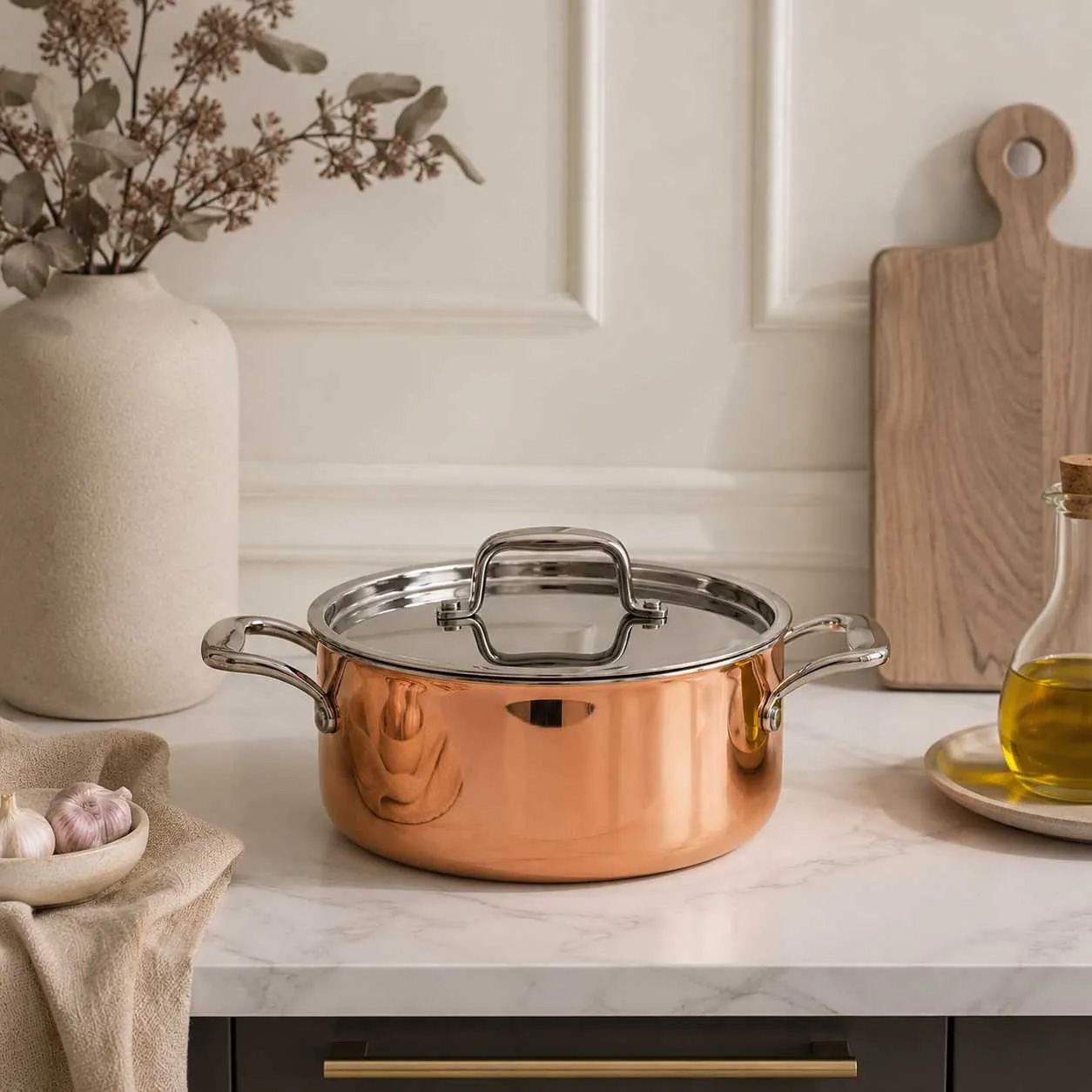Каструля з кришкою Spring Culinox, об'єм 4,7 л, діаметр 24 см, мідний