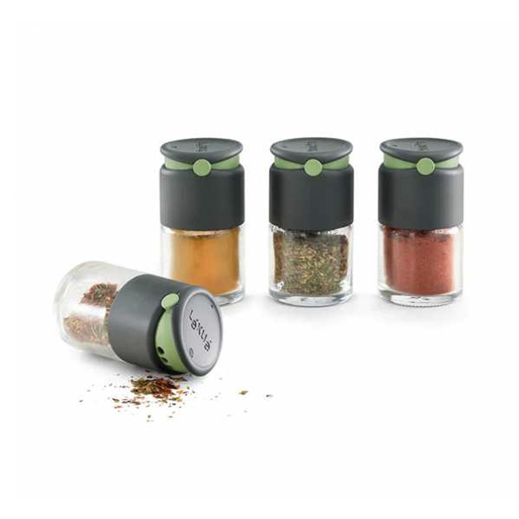 product image - Набір ємностей для спецій Lekue, прозорий із сіро-зеленим, 4 предмети