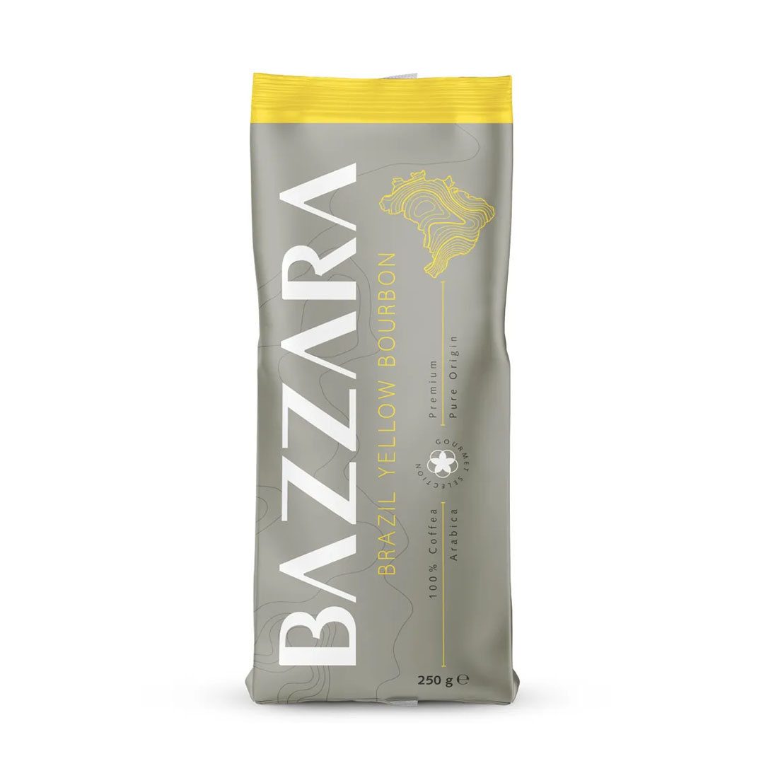 product image - Кофе в зернах Bazzara Brazil Yellow Bourbon, 0,25 кг, вакуумный пакет, желтый