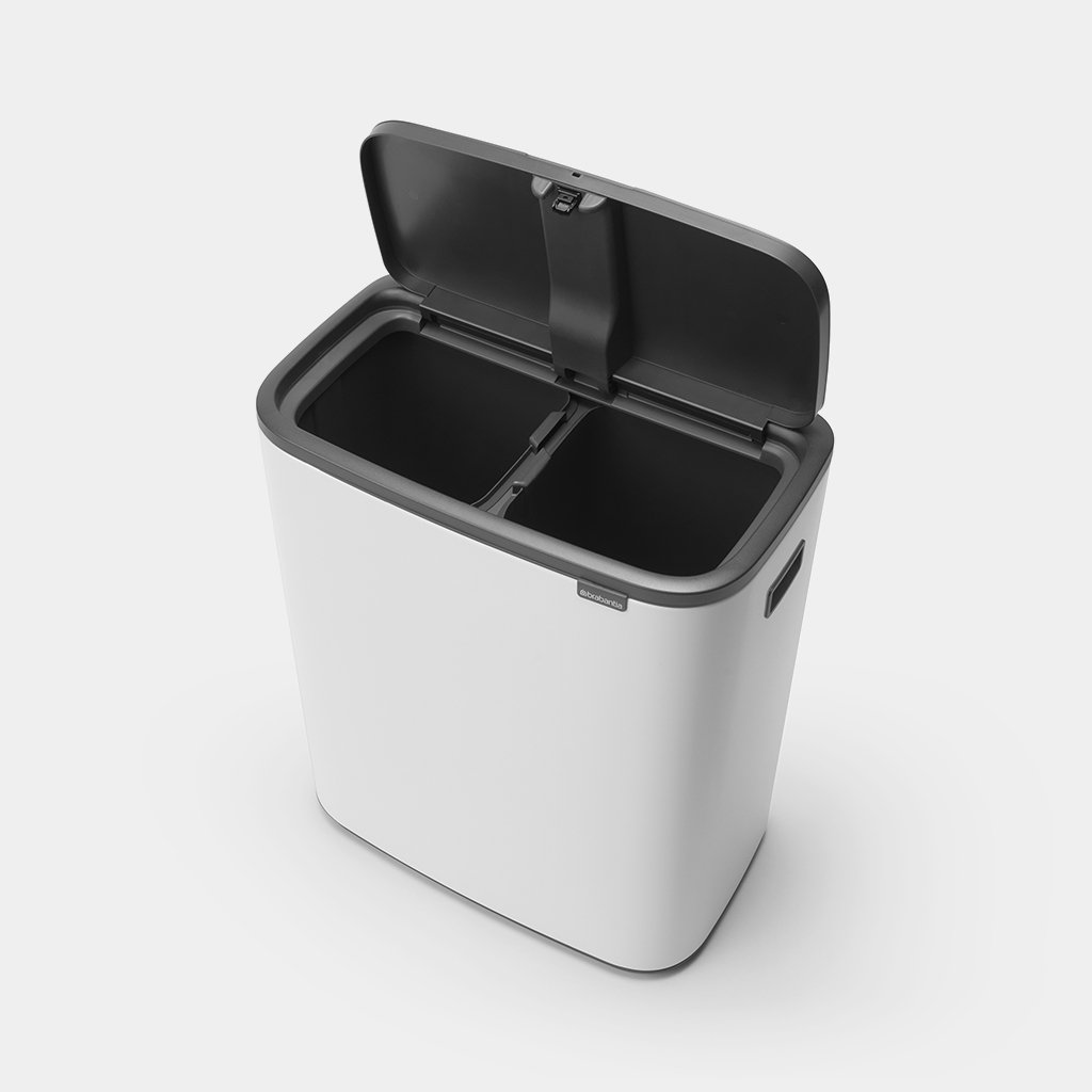 Бак для сміття двосекційний Brabantia Bo Touch Bin 2х30 л, білий