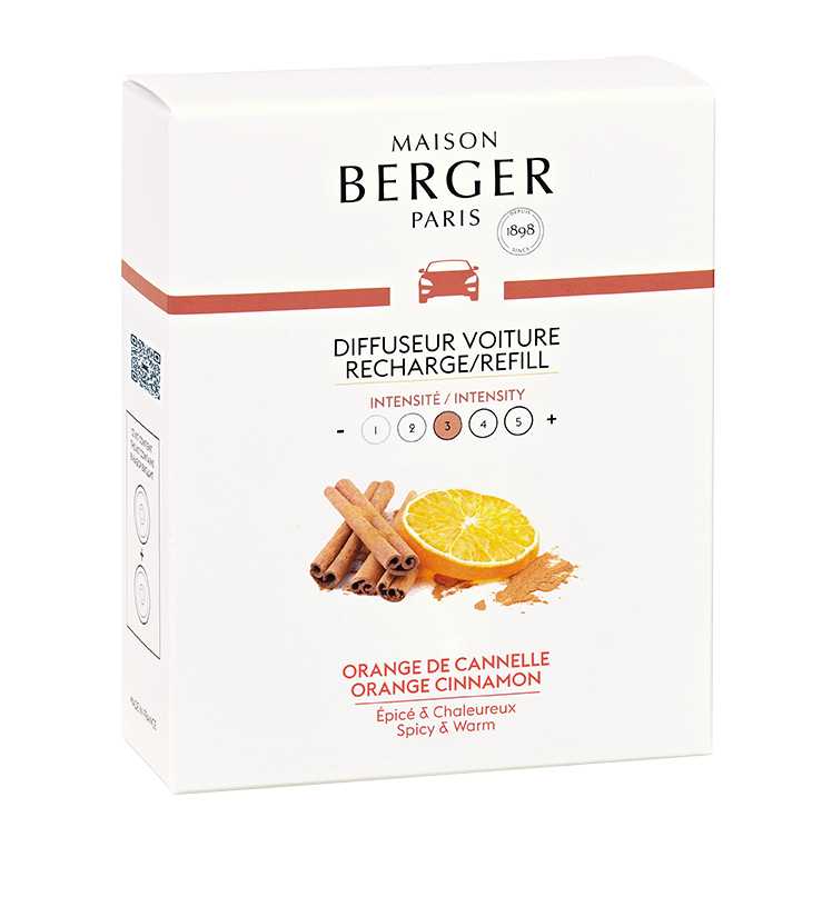 product image - Запасний картридж для дифузора в машину Maison Berger Orange de Cannelle з ароматом кориця і апельсин, 2 штуки