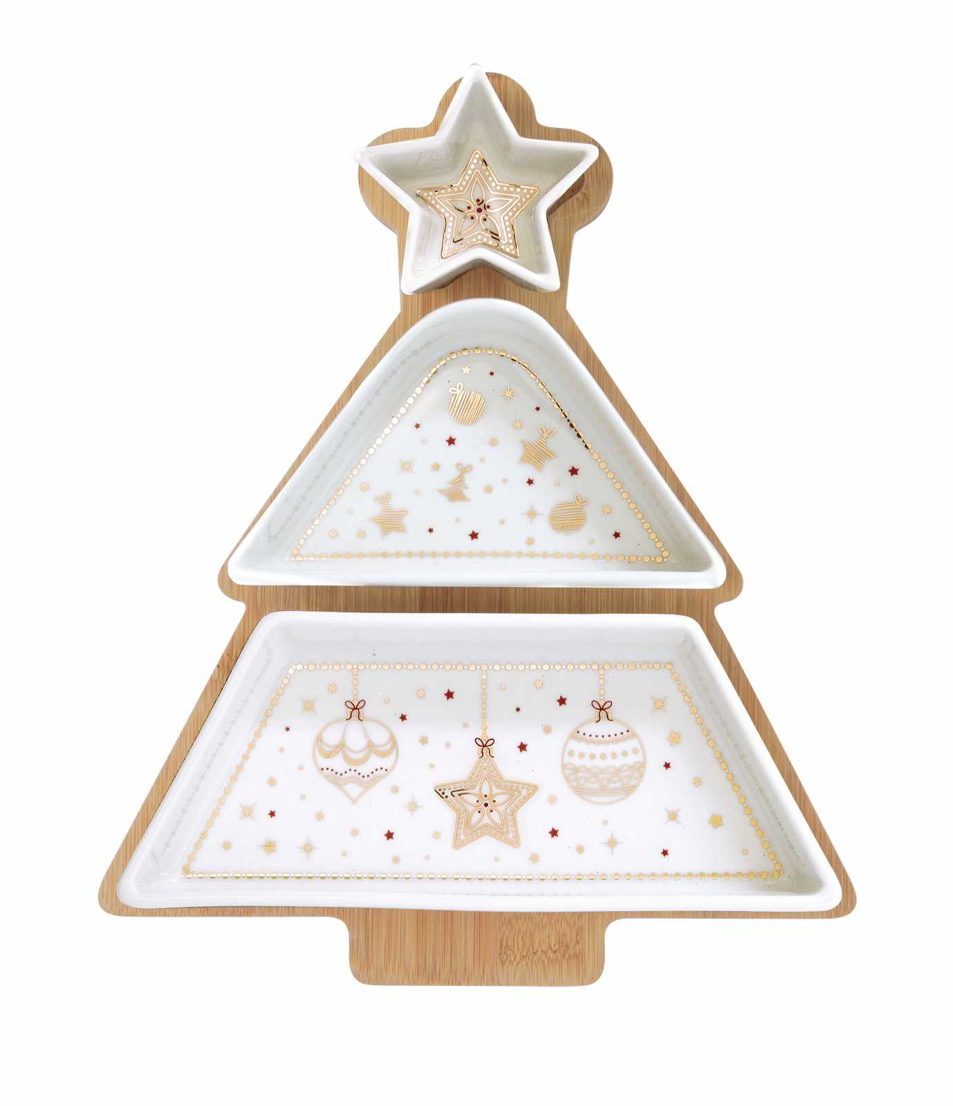 product image - Набір піал з підставкою Easy Life CHRISTMAS LIGHTS, білий з малюнком, 4 предмети