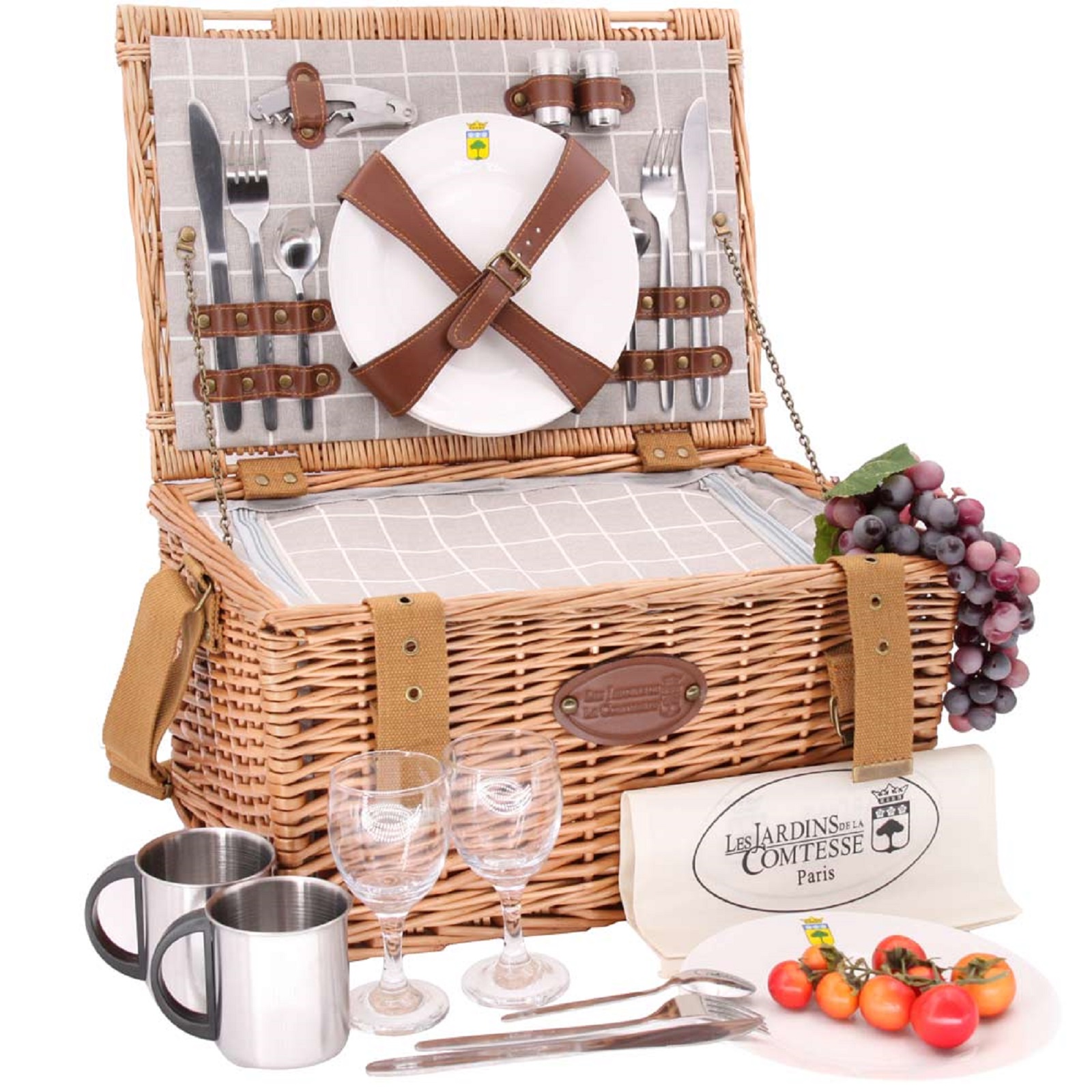 product image - Корзина для пикника на 2 персоны Les Jardins de la Comtesse CONCORDE, 23х42х30 см, светло-бежевый