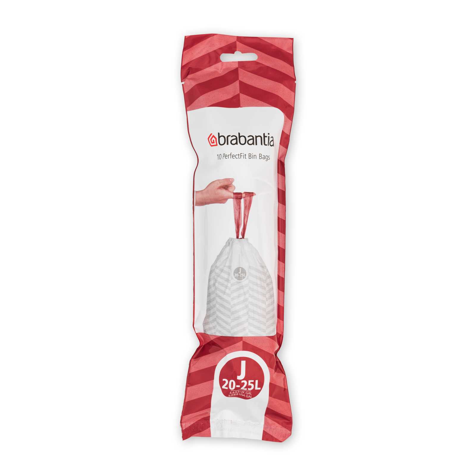 product image - Набор мусорных пакетов Brabantia "J", объем 20-25 л, 10 шт, белый с узором