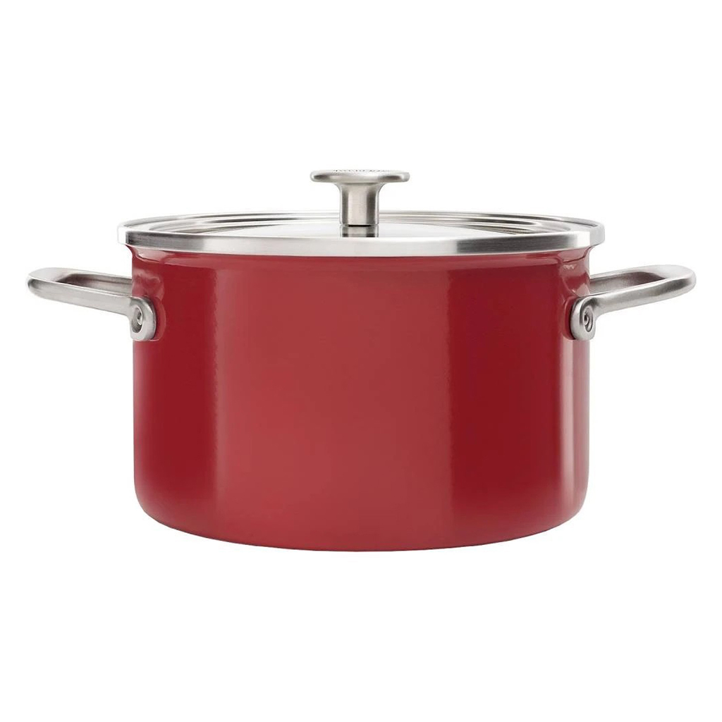 product image - Каструля з кришкою KitchenAid Steel Core, об'єм 6 л, діаметр 24 см, червоний