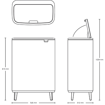 Бак для сміття Brabantia BO WASTE BIN HI, об'єм 60 л, білий