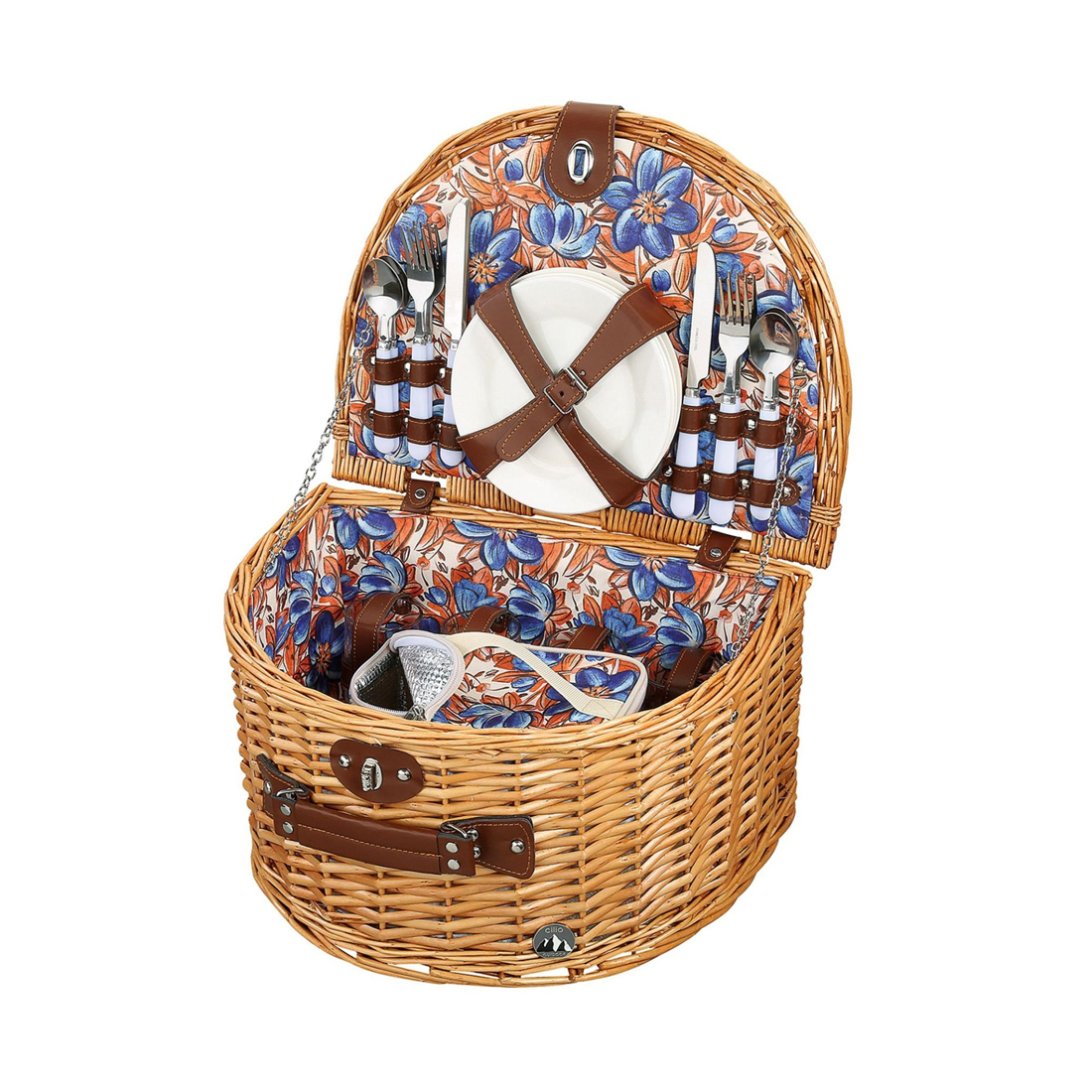 product image - Корзина для пикника на 4 персоны Cilio Salina, 42х30х23 см, коричневый, 22 предмета