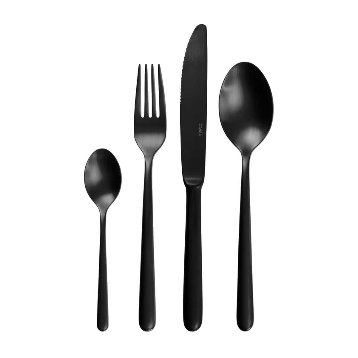 product image - Набор столовых приборов Sola Switzerland FARO, матовый черный, 24 предмета, на 6 персон