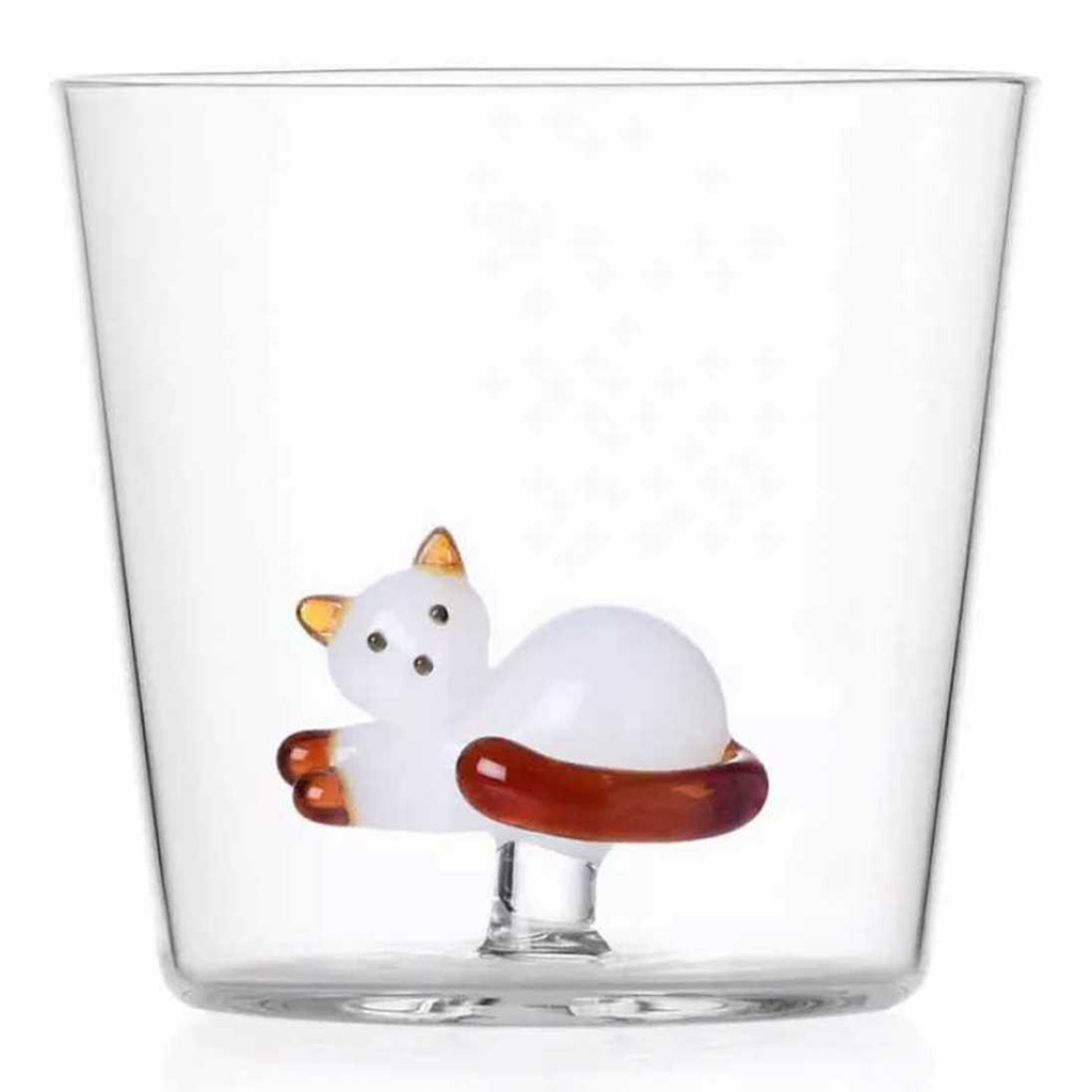 product image - Склянка «Кішка з рудим хвостом спить» Ichendorf TABBY CAT, об'єм 0,34 л, висота 8 см, прозорий