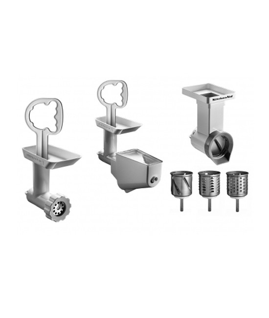 product image - Набор насадок: мясорубка, протирка, овощерезка KitchenAid, белый