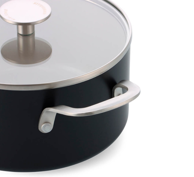 Каструля з кришкою антипригарна KitchenAid Aluminium Ceramic, об'єм 3,1 л, діаметр 20 см, чорний