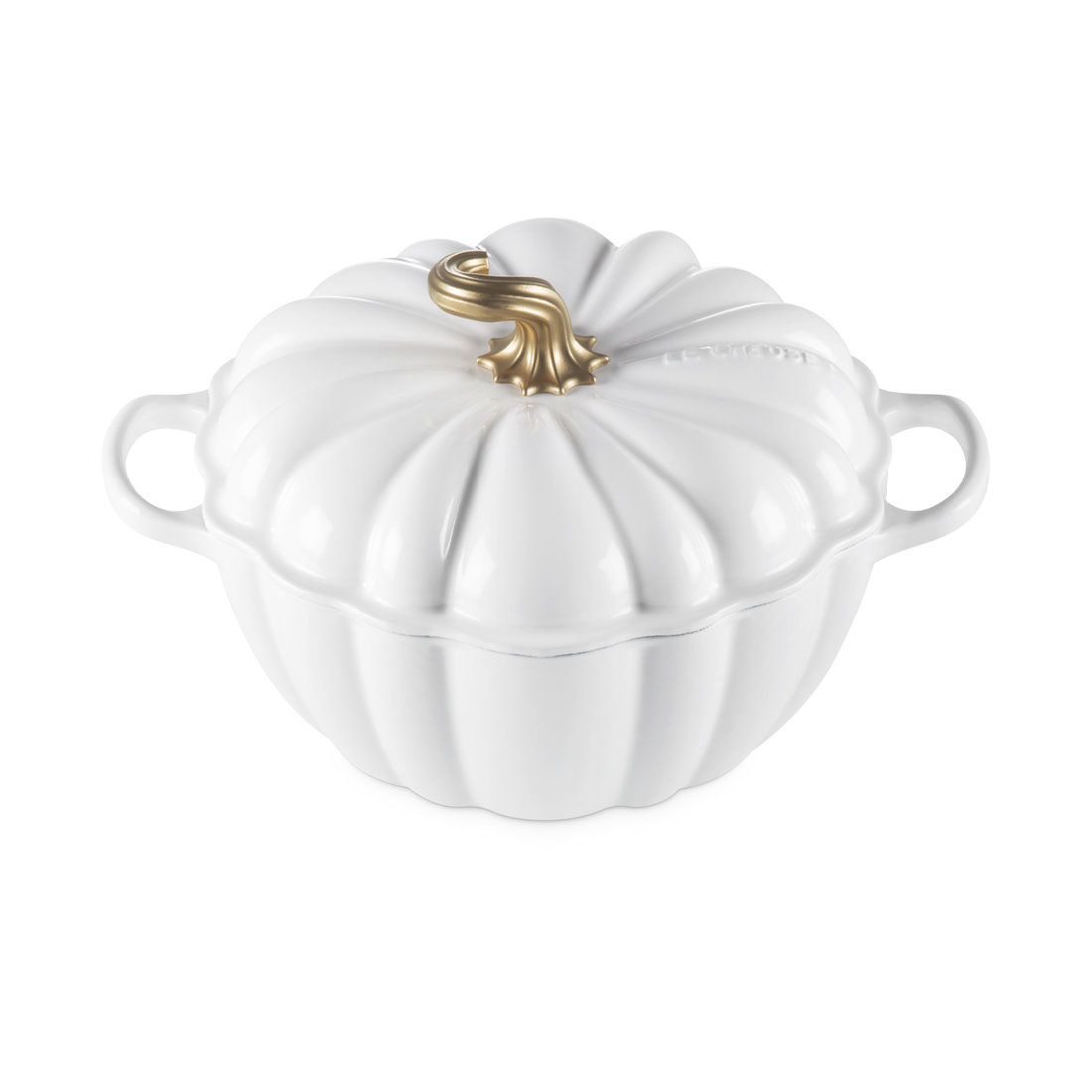 product image - Кастрюля чугунная с крышкой Le Creuset Cast Iron Pumpkin Casserole White, объем 3,7 л, диаметр 24 см