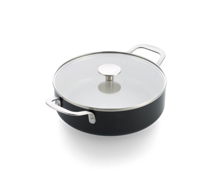 Сотейник с крышкой антипригарный KitchenAid Aluminium Ceramic, диаметр 28 см, черный