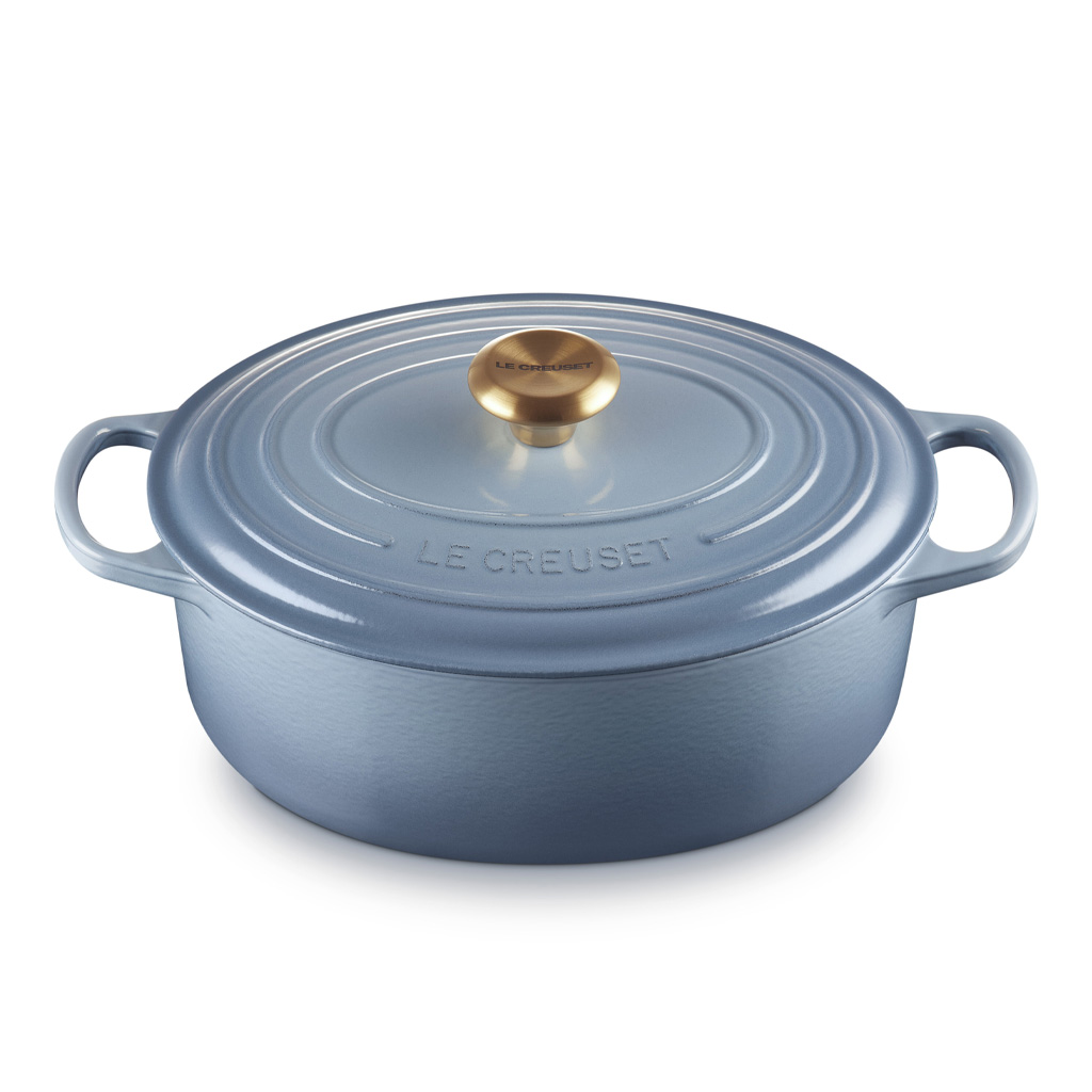 product image - Кастрюля овальная Le Creuset CAST IRON, объем 4,1 л, диаметр 27 см, голубой