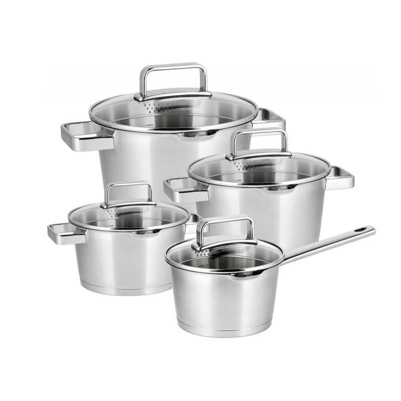 product image - Набор кастрюль с крышками Sola DIAMOND, серебристый, 4 предмета