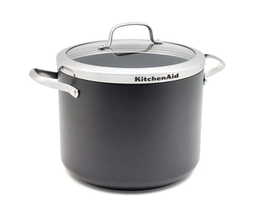 product image - Каструля з антипригарним покриттям KitchenAid, об'єм 8 л, діаметр 24 см, чорний