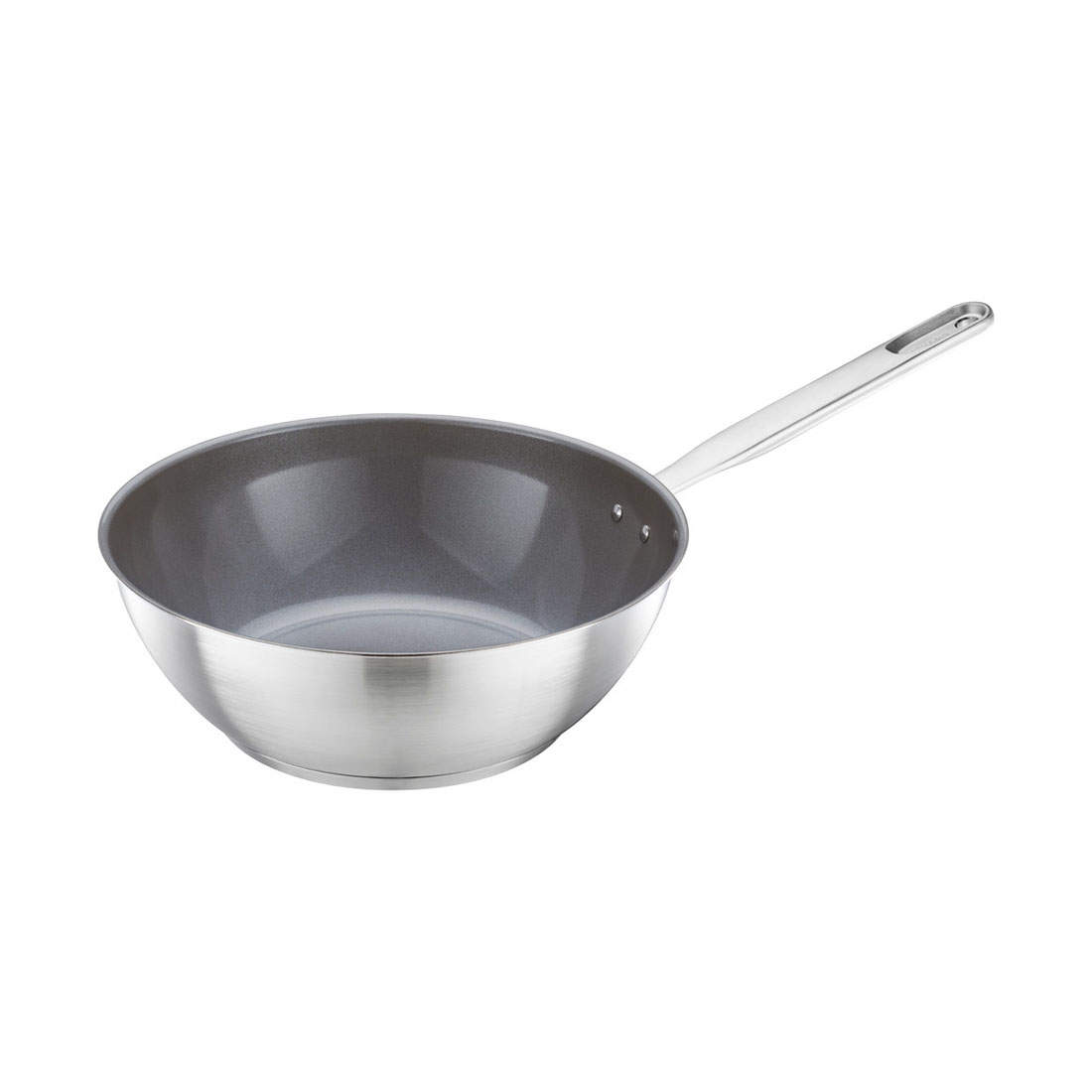 product image - Сковорода вок с антипригарным покрытием Fiskars All Steel, диаметр 28 см, серебристо-серый