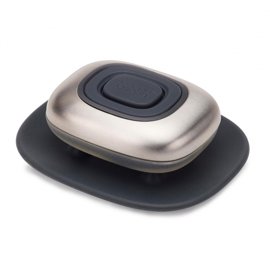 product image - Металлическая емкость для жидкого мыла с подставкой Joseph Joseph SmartBar, 10,8х3,9х9 см, серебристый