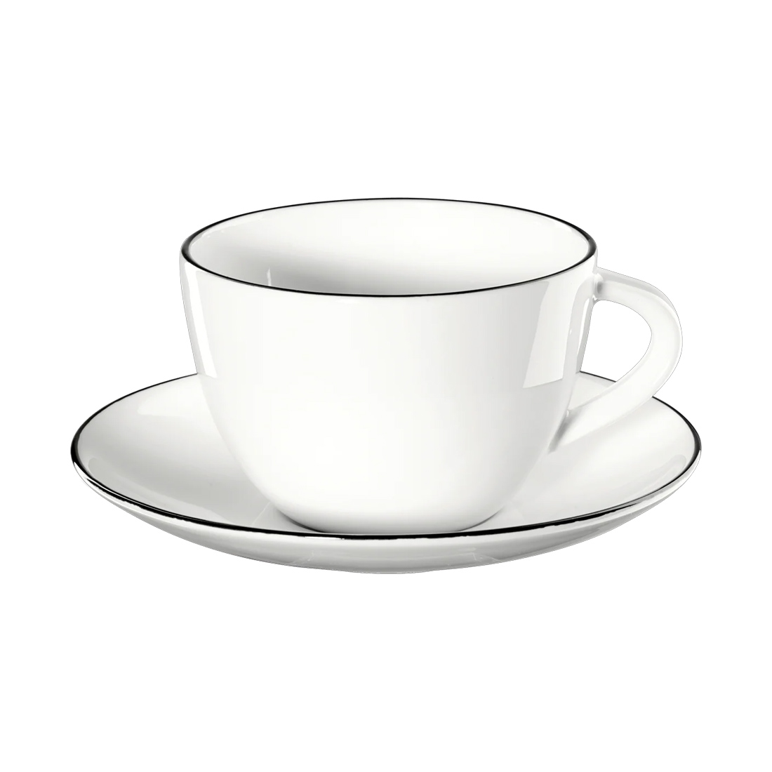 product image - Чашка с блюдцем ASA Selection À table, объем 0,21 л, белый с черным