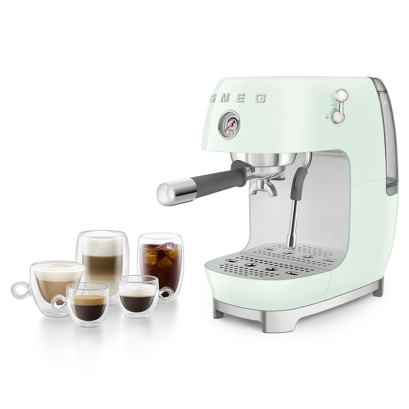 Кавоварка еспресо Smeg 50 Style, 36,4x20,5x29,5 см, пастельно-зелений
