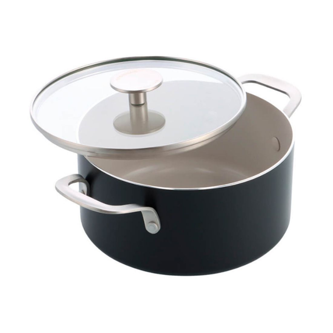 Каструля з кришкою антипригарна KitchenAid Aluminium Ceramic, об'єм 3,1 л, діаметр 20 см, чорний