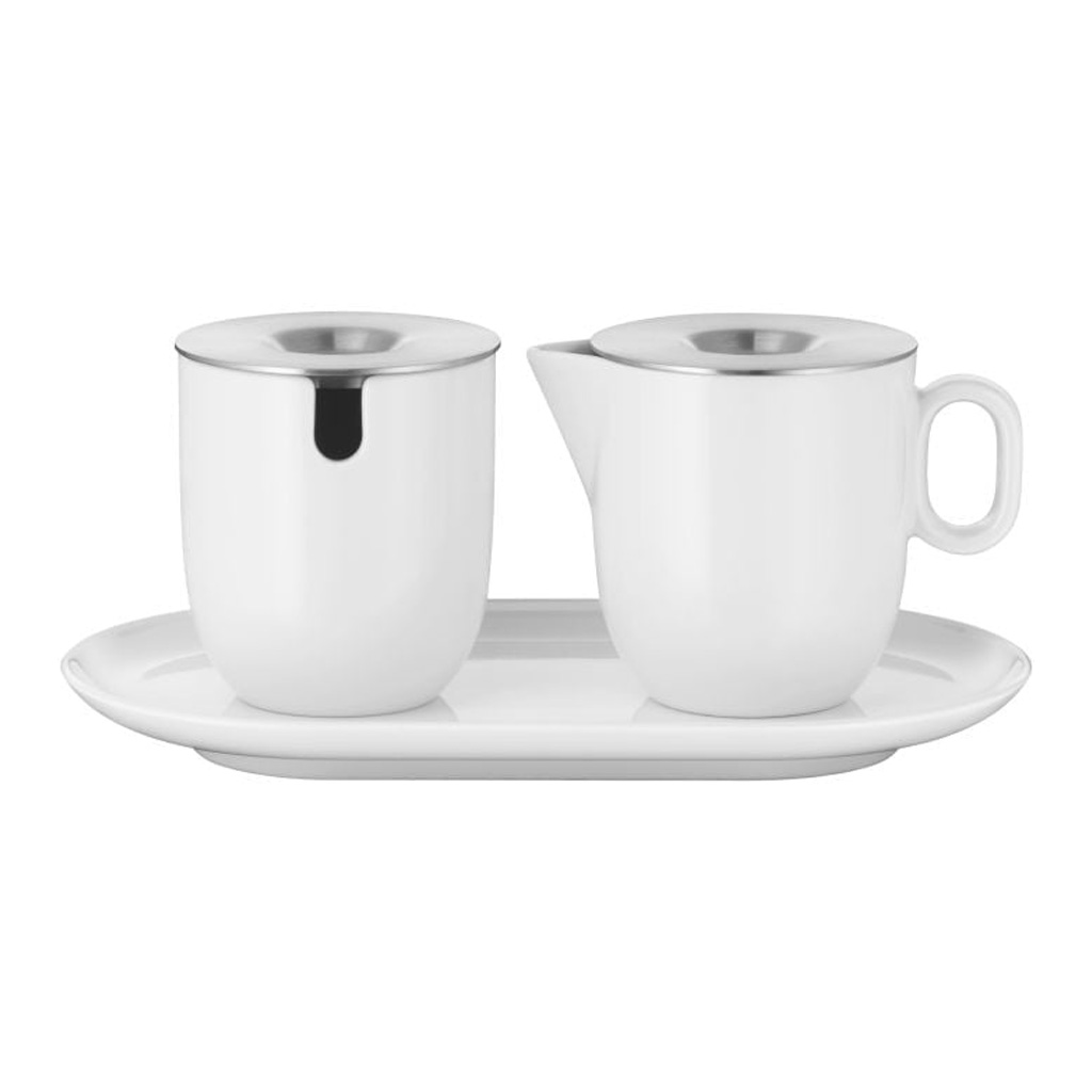 product image - Набор: сахарница и молочник WMF BARISTA, белый с серебристым, 3 шт