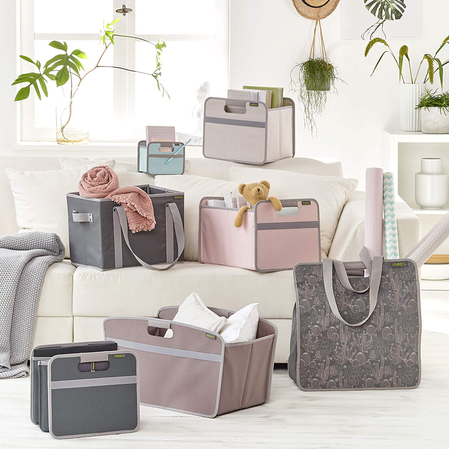 Складной короб для хранения, размер M Meori CLASSIC Palm Taupe, 37x27,5x32 см, серый