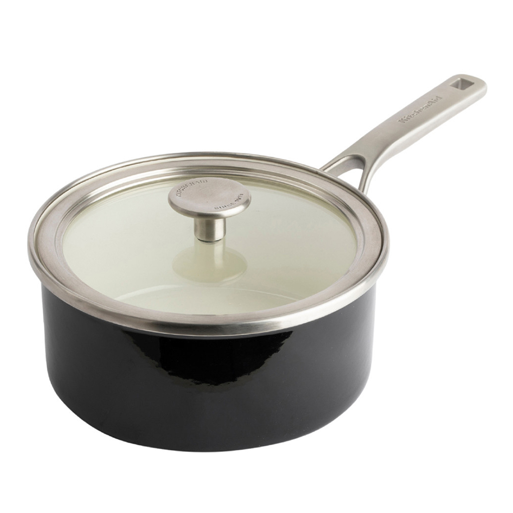 product image - Ківш з кришкою KitchenAid Steel Core, об'єм 2,4 л, діаметр 20 см, чорний