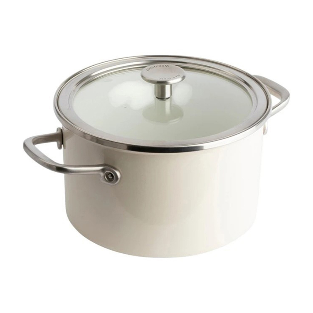 product image - Кастрюля с крышкой KitchenAid Steel Core, объем 3,7 л, диаметр 20 см, миндальный крем