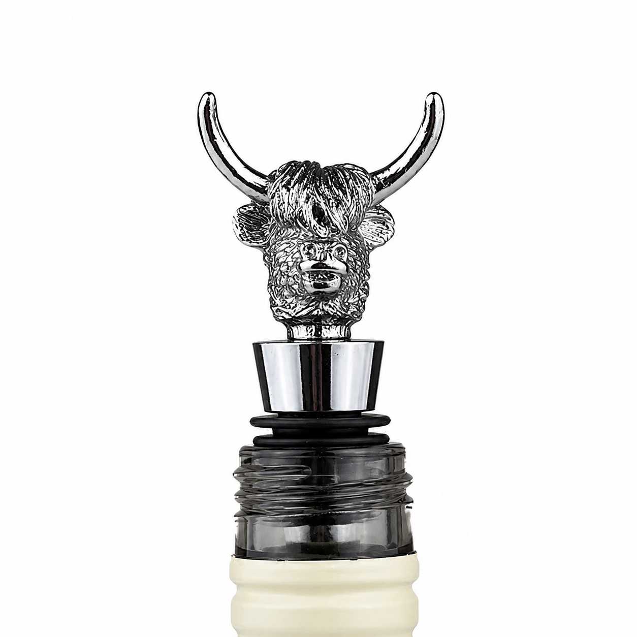 product image - Пробка для пляшки Just Slate HIGHLAND COW, 11х5х2 см, сріблястий