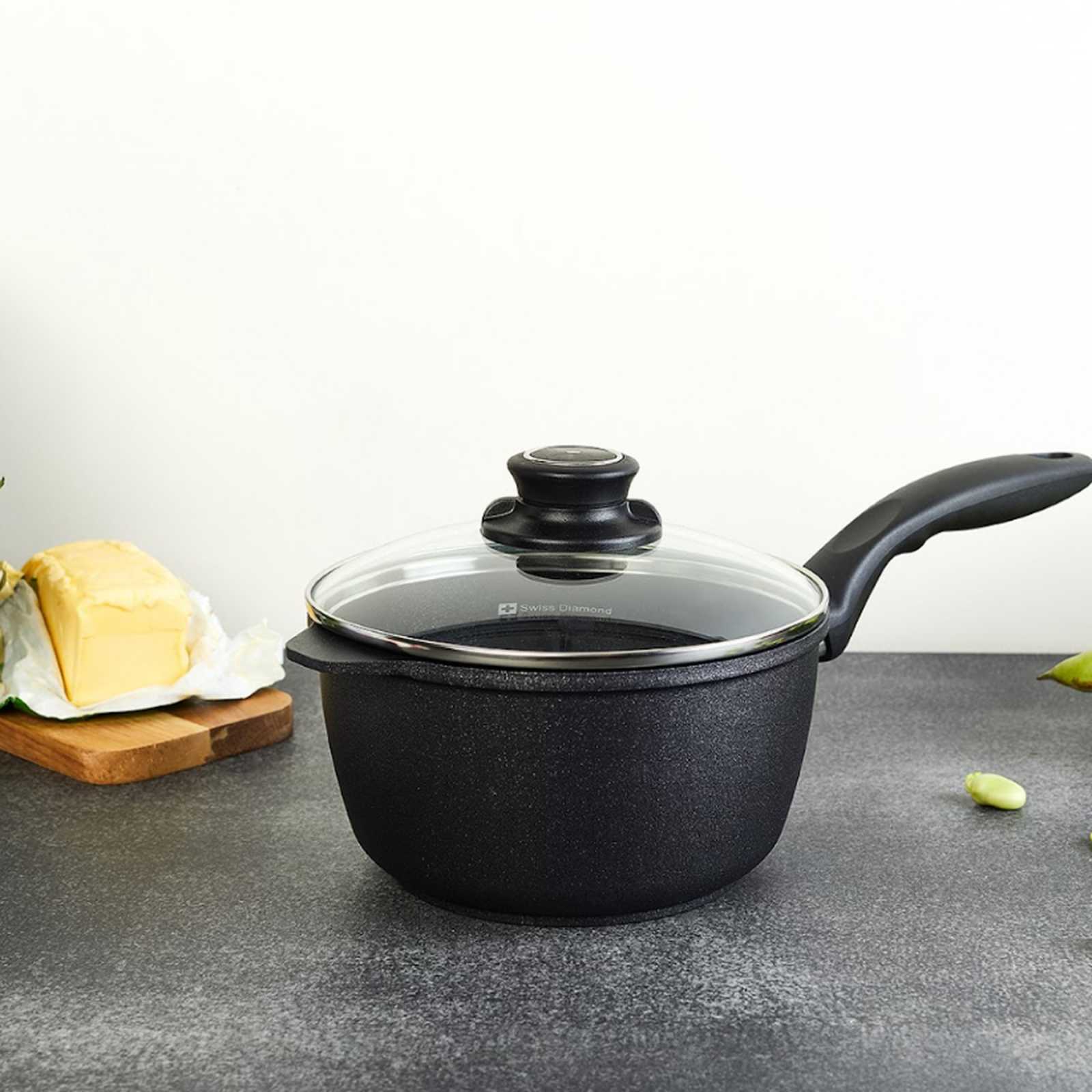 Ковш с крышкой Swiss Diamond XD INDUCTION, объем 2 л, черный