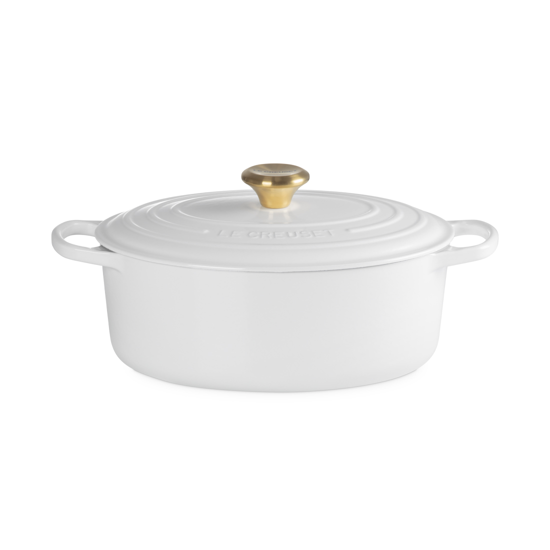 product image - Каструля овальна чавунна з кришкою Le Creuset Cast Iron White, об'єм 4,7 л, діаметр 29 см