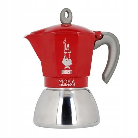 product image - Кавоварка гейзерна Bialetti Moka Induction, на 6 чашок, червоний