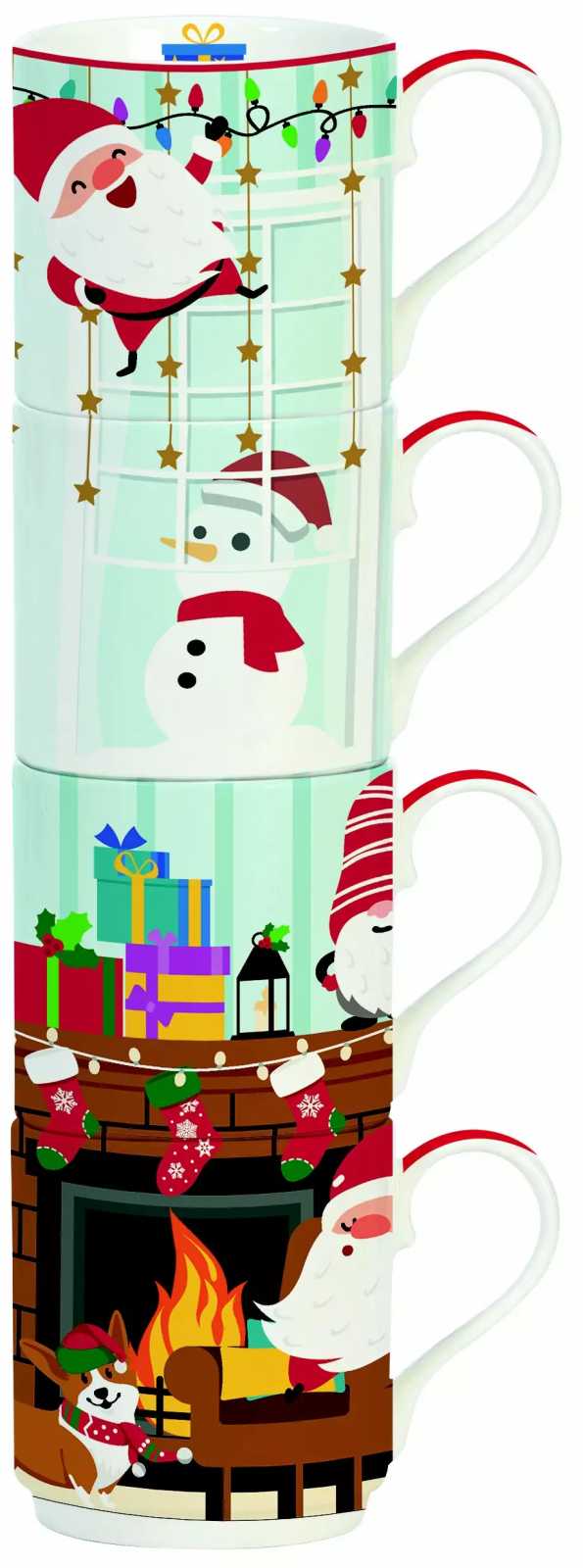 product image - Набор кружек фарфоровых Easy Life CHRISTMAS FRIENDS, объем 0,275 л, 4 шт