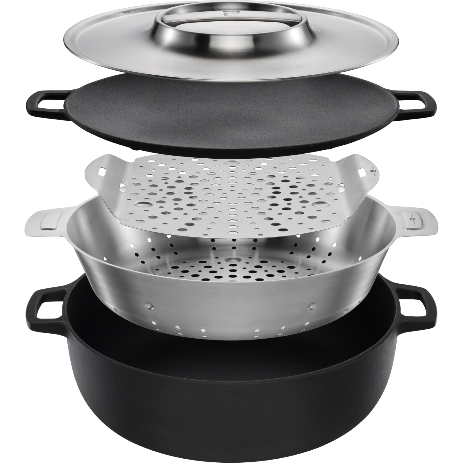 Каструля для гриля чавунна Fiskars Norden Grill, об'єм 6,5 л, діаметр 30 см, чорний