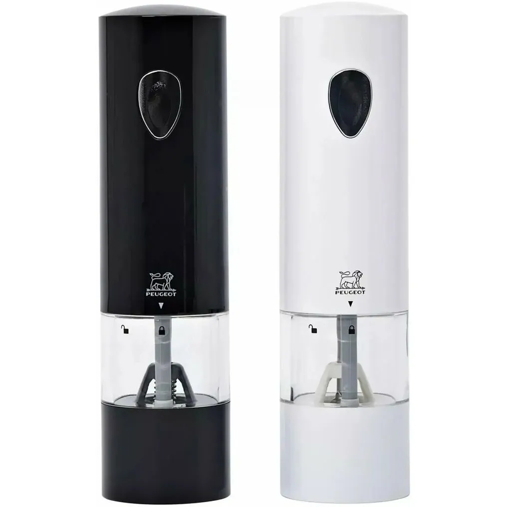 product image - Набор мельниц электрических для соли и перца Peugeot PHENIX, высота 20 см, 2 штуки, черно-белый