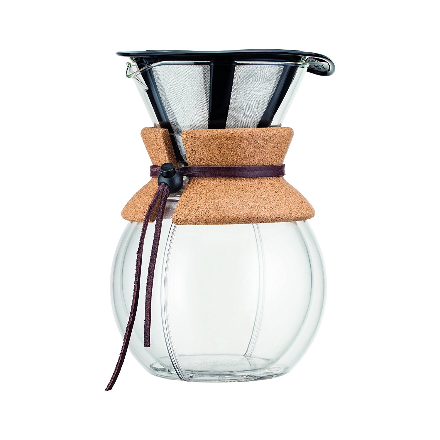 product image - Кавник з подвійними стінками Bodum POUR OVER, об'єм 1 л, з корковим тримачем