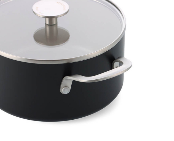 Сотейник с крышкой антипригарный KitchenAid Aluminium Ceramic, диаметр 28 см, черный