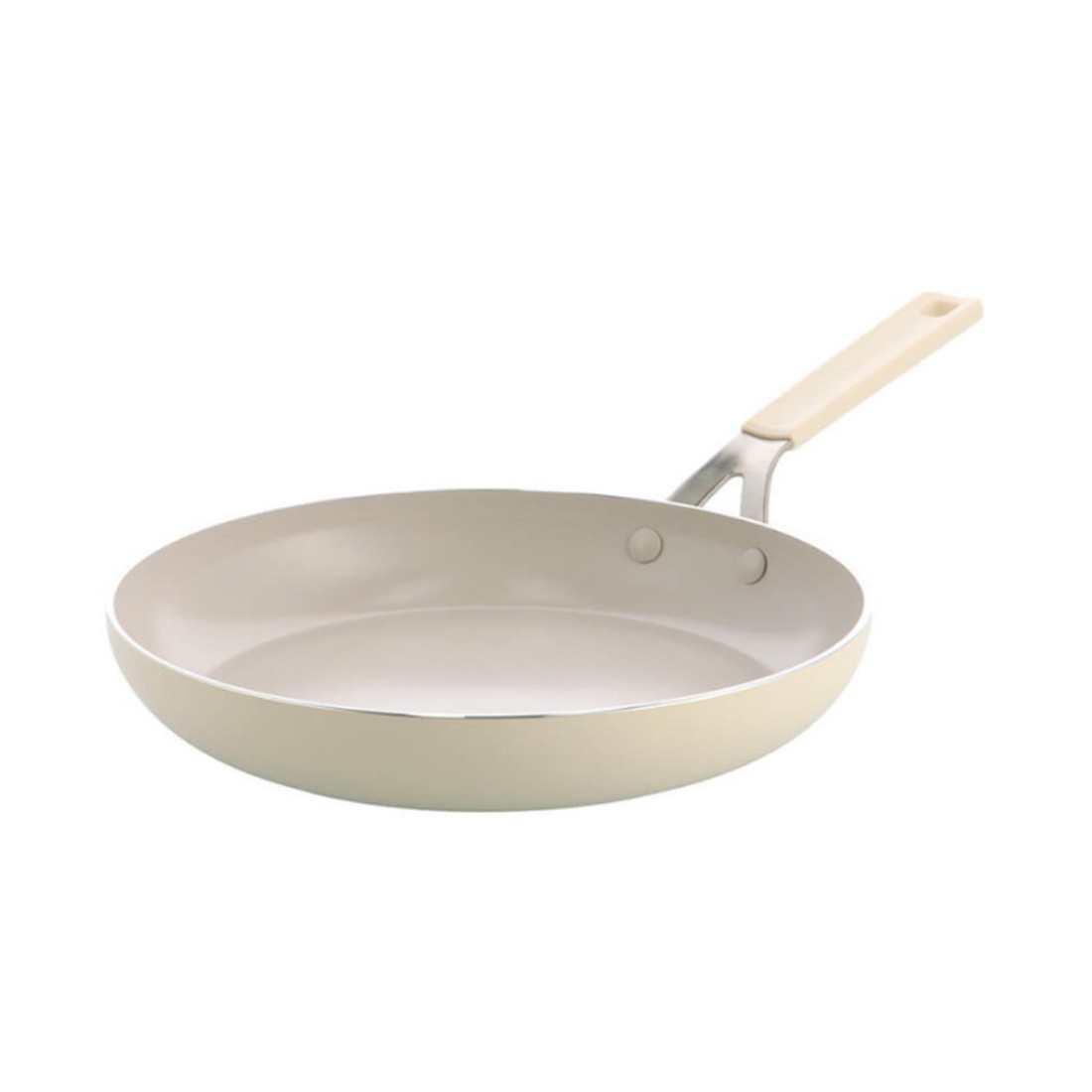 Сковорода с антипригарным покрытием KitchenAid Aluminium Ceramic, диаметр 28 см, кремовый