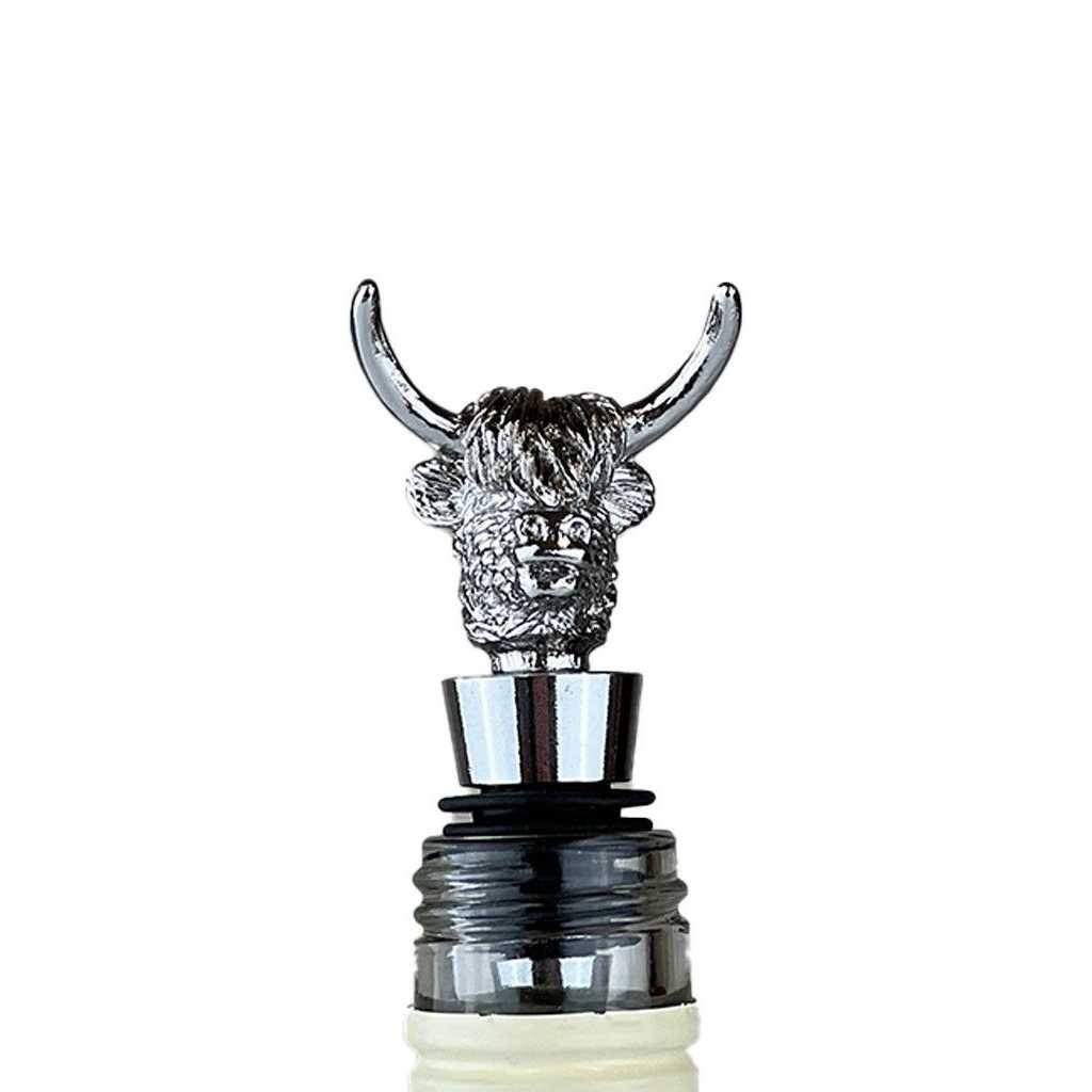 product image - Пробка для бутылки Just Slate HIGHLAND COW, 11х5х2 см, серебристый