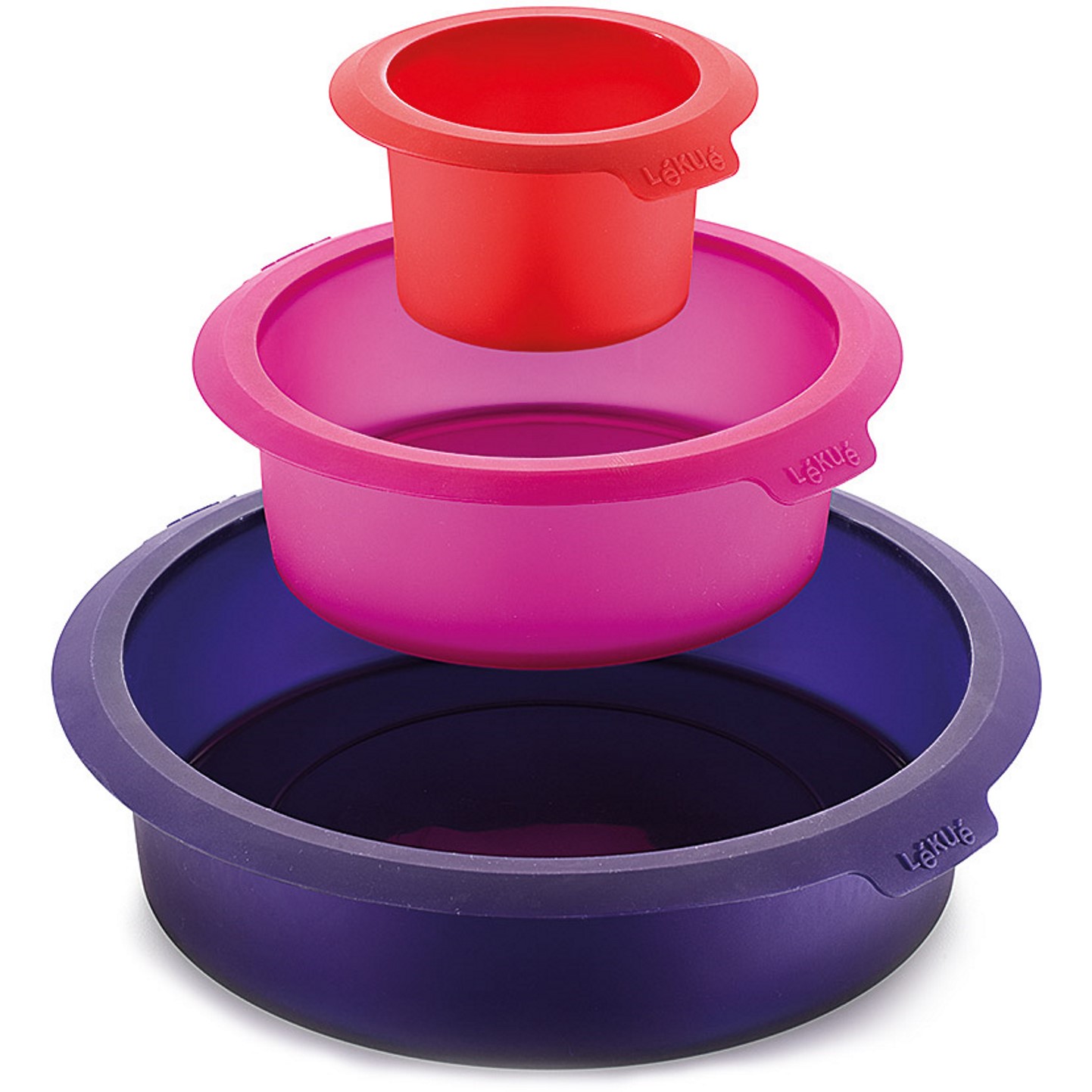 product image - Набір форм для торта Lekue CREATIVE PASTRY, діаметр 22, 15 і 8 см, різнокольоровий, 3 предмети
