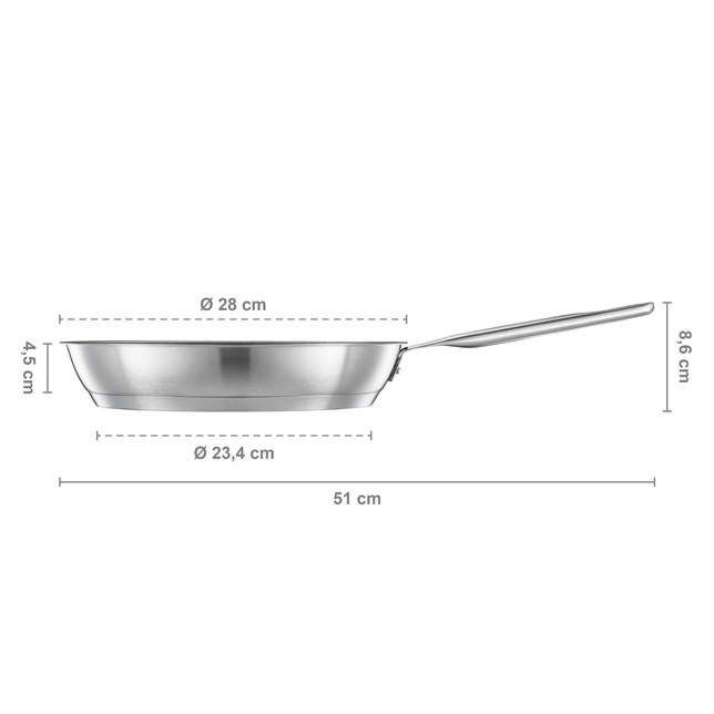 Сковорода з антипригарним покриттям Fiskars All Steel, діаметр 28 см, сріблясто-сірий