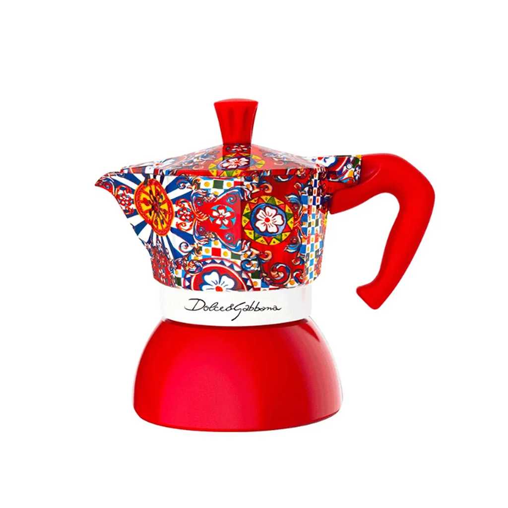 product image - Кавоварка гейзерна Bialetti D&G INDUCTION, на 4 чашки, червона з малюнком